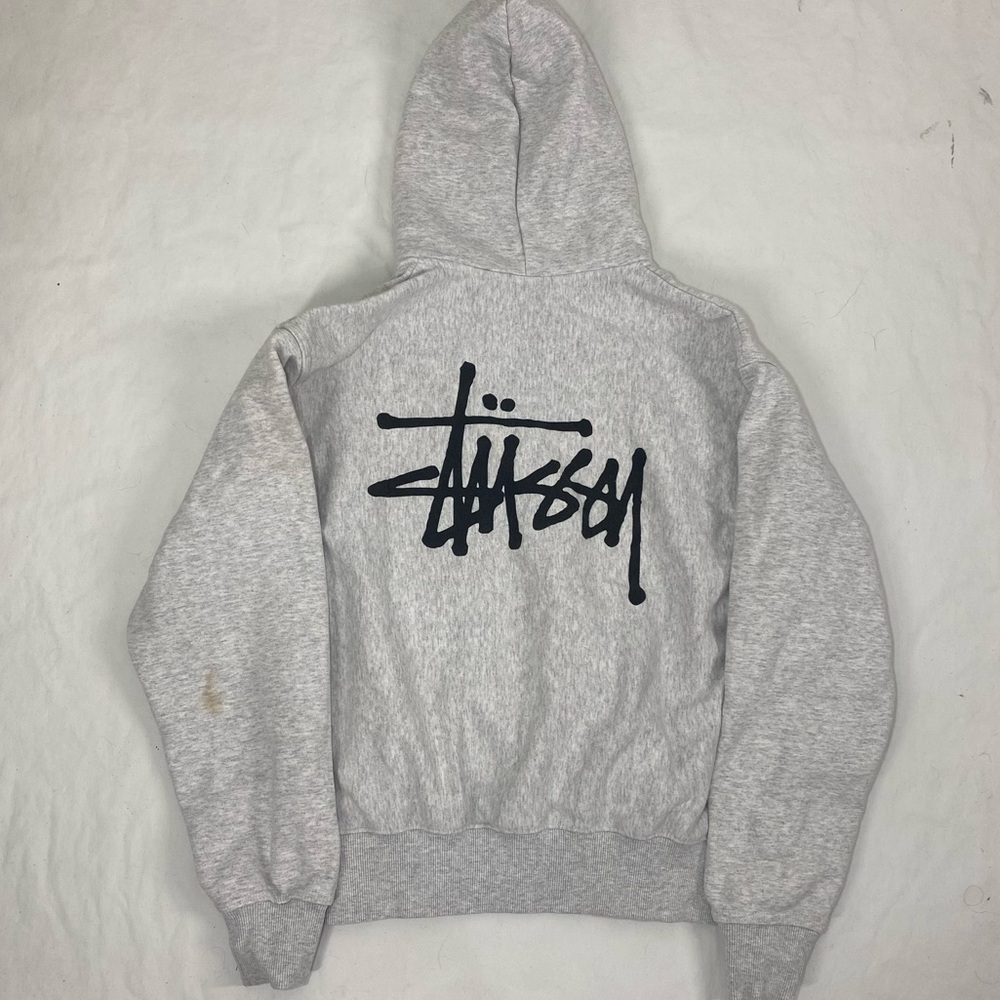 Stussy Grey Zip Up Hoodie Small